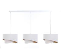 Suspension Luminaire Salle À Manger En Blanc Doré 3-Branches E27 Tissu Velours