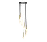 Suspension Luminaire Salon En Noir Blanc Laiton 9 Braises G9 Verre
