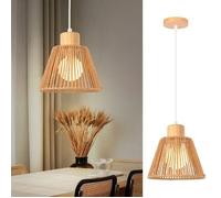 Suspension Luminaire - SMOTOP - Style campagnard vintage - Rotin, bois et métal - Douille E27