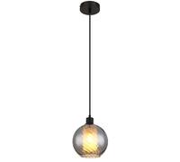 Suspension luminaire suspension lampe de salon boule verre noir fumé H 120 cm