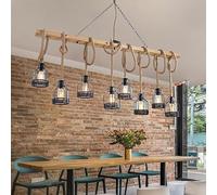 Suspension Luminaire Suspension Vintage Lampe De Table À Manger En Bois Rétro Avec Poutres En Bois Suspension Industrielle Réglable En Hauteur Pour Salle À Manger Cuisine Bar Restaurant( Sans Ampoule)