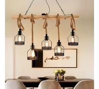 Suspension Luminaire Suspension Vintage Lampe De Table À Manger En Bois Rétro Avec Poutres En Bois Suspension Industrielle Réglable En Hauteur Pour Salle À Manger Cuisine Bar Restaurant( Sans Ampoule)