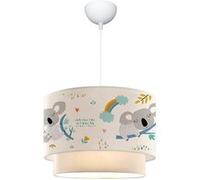 lux.pro Suspension Luminaire Charmante pour Enfant Plafonnier Lustre Lampe à Suspendre Accueillante avec Abat-jour Double Chambre d'Enfant E27 Plastique Tissu Hauteur 70 cm Motif Koala Blanc