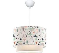 lux.pro Suspension Luminaire Charmante pour Enfant Plafonnier Lustre Lampe à Suspendre Accueillante avec Abat-jour Double Chambre d'Enfant E27 Plastique Tissu Hauteur 70 cm Motif d'Arbre Blanc