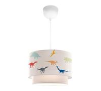 Suspension Lurgan pour enfant motif de petits dinosaures colorés blanc