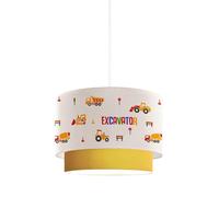 Suspension Lurgan pour enfant motif d'engins de chantier blanc or