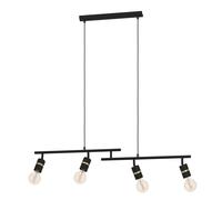 Suspension LURONE E27 4X10W en acier noir et laiton 1000x50x1100mm