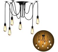 Suspension Lustre Araignée Noir - YOUNGKEE - 6 Bras - E27 Douille Rétro Industriel - Ajustable Longueur