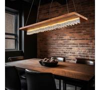 Suspension Lustre en Cristal Holzleuchte Lampe Salle à Manger LED Nature Noir L
