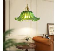 Suspension - Lustre fleur en verre rétro créatif - Ø25 cm - E27 - Vert