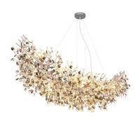 Suspension Lustre Lumière Argent Cristaux De Verre Fumée H 120Cm