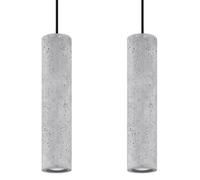 Suspension LUVO 2 E27 LED Moderne Loft BOHO Design Couloir - Gris - SOLLUX - GU10 - 2x40W - Béton
