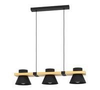 Suspension MACCLES E27 3X15W en acier et bois noir et marron 780x180x1100mm
