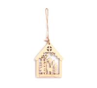 Suspension Maison Renne Foret Bois 205x230x6mm