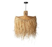 Suspension MAIZ D60 cm en Raphia Naturel avec Franges Style Bohème Méditerranéen Câble Réglable
