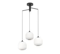 Eglo Suspension MANTUNALLE 99368 – 3 lumières E27, métal noir et verre blanc, Ø 62 cm