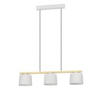 Suspension MARIEL E27 3X40W en acier et bois gris clair et marron 910x190x1100mm