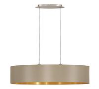 Suspension MASERLO E27 2X60W en acier nickel mat 1000x250x1100mm