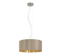 Suspension MASERLO E27 3X60W en acier nickel mat D530mm
