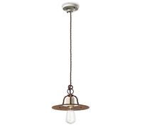 Suspension Métal Céramique D: 25 Cm Crème Rouille Brun Vintage Lampe