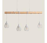 LEDKIA LIGHTING - Suspension Métal et Bois Monah | Design Scandinave | Utilise Ampoules LED E27 | Câble Réglable | Pour Intérieur, Blanc, Bois