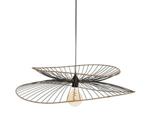 Suspension métal et rotin alara noir d69