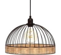 Suspension métal et rotin Suwa Atmosphera Noir et naturel G