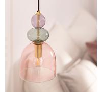 LEDKIA LIGHTING - Suspension Métal et Verre Baudelaire | Design élégant et vintage | Compatible Ampoules LED E14 | Abat-jour réglable | Usage polyvalent, Ambre, Métal