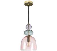 LEDKIA LIGHTING - Suspension Métal et Verre Baudelaire | Design élégant et vintage | Compatible Ampoules LED E14 | Abat-jour réglable | Usage polyvalent, Ambre, Métal