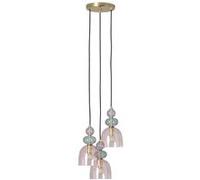 LEDKIA LIGHTING - Suspension Métal et Verre Tri Baudelaire | Design Vintage Élégant | Compatible Ampoules E14 | Longueur Réglable | Pour Maison et Entreprise, Vert, Métal