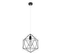Suspension métal noir Vintage Lampe à suspendre Salon Plafonnier design cage, forme grille, 1x E27, DxH 25x100 cm