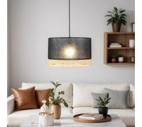 Suspension Métal Tissu Noir Marron E27 Blendarme Lampe À Pendre Salle À Manger