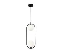 Suspension Métal Verre Noir Blanc G9 2-Flammes Boules Abat-Jour