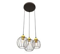 Suspension Métallique Cuisine Noir Or B:30 Cm Élégante Fil Lampe À Pendre E27