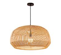 Suspension Minimaliste En Bambou Naturel Avec Abat-Jour Panier, Style Bohème, Idéale Pour Îlot de Cuisine Ou Bar/Café/Salon (Ampoule Non Incluse)./55 Cm