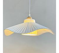Suspension Minimaliste en Tissu plissé Blanc, éclairage d'ambiance à Suspendre au-Dessus d'une Table, Style Nordique, Douille E26/E27, idéale pour Une Chambre, Une Cuisine, Un Salon ou Un Couloir.
