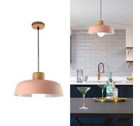 Suspension Minimaliste réglable en métal de 40 Pouces avec Fixation en Bois d'hévéa pour Hauts plafonds - Idéale pour Le Salon, la Salle à Manger, la Cuisine et Plus Encore (Vert) (Rose)