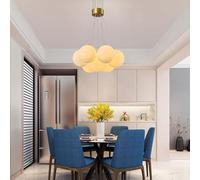 Suspension Moderne à 7 Ampoules Boule Lustre créatif G9 Salle à Manger Lampe Suspendue avec Petite Boule Blanc crème éclairage luminaire réglable en Hauteur pour Chambre Salon escalier