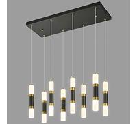 Suspension Moderne à 8 lumières dimmables - Lustre linéaire Noir et Or pour îlot de Cuisine, Salle à Manger, Mini Suspension LED, décoration intérieure élégante