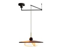Suspension moderne à bras articulé, abat-jour en verre imitation albâtre, base en frêne, plafonnier pivotant en noyer, lampe LED à 3 couleurs dimmables, éclairage décoratif pour salle à manger, cuisin