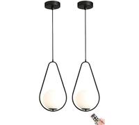 Suspension moderne à intensité variable à piles - Plafonnier élégant rechargeable pour cuisine, îlot, salle à manger, salon et chambre à coucher - Lustre globe sans fil