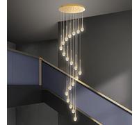Suspension Moderne à LED dimmable - 3000-6500K, Design en Spirale en Forme de Goutte d'eau, 108W/18 LED, idéale pour Les Hauts plafonds, Villas et lofts, éclairage d'escalier avec télécomman