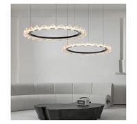 Suspension Moderne de Luxe en Cristal avec Anneau doré, Lampe LED pour Salon, Salle à Manger, Table, Chambre, Design dimmable, Circulaire (télécommande, diamètre 40-60 cm)