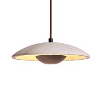 Suspension moderne de style japonais en travertin, cordon réglable, éclairage LED chaud, lampe suspendue en pierre naturelle et bois massif pour îlot de cuisine, salle à manger ou table de chevet (noy