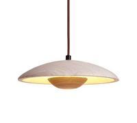 Suspension moderne de style japonais en travertin, cordon réglable, éclairage LED chaud, pierre naturelle et bois massif, lampe suspendue pour îlot de cuisine, salle à manger ou table de chevet (natur