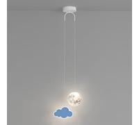 Suspension Moderne d'intérieur, Lustre LED à intensité Variable, Motif Lune, planète, étoiles, Nuage, Lampe de Plafond du Milieu du siècle pour Chambre de Fille, garçon, crèche, Enfants, Rose et ble