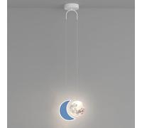 Suspension Moderne d'intérieur, Lustre LED à intensité Variable, Motif Lune, planète, étoiles, Nuage, luminaire Suspendu du Milieu du siècle, idéal pour Une Chambre de Fille, Un garçon ou Une crèche