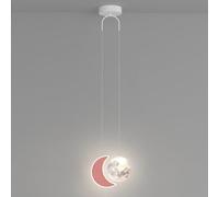 Suspension Moderne d'intérieur, Lustre LED à intensité Variable, Motif Lune, planète, étoiles, Nuage, luminaire Suspendu du Milieu du siècle, idéal pour Une Chambre de Fille, Un garçon ou Une crèche