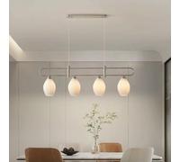 Suspension Moderne Du Milieu Du Siècle, 4/5 Lampes Suspendues, Métal Et Fer, Hauteur Réglable, Suspensions En Céramique Avec Fleurs, Luminaires Suspendus À Longue Bande./4 * Lumières/Couleur Nickel Sa