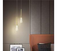 Suspension Moderne en Cristal cuivré - Plafonnier à Longue Barre pour îlot de Cuisine, Bureau, Chambre, Salle à Manger, Salle de Bain, Salon, Couloir - Culot G4